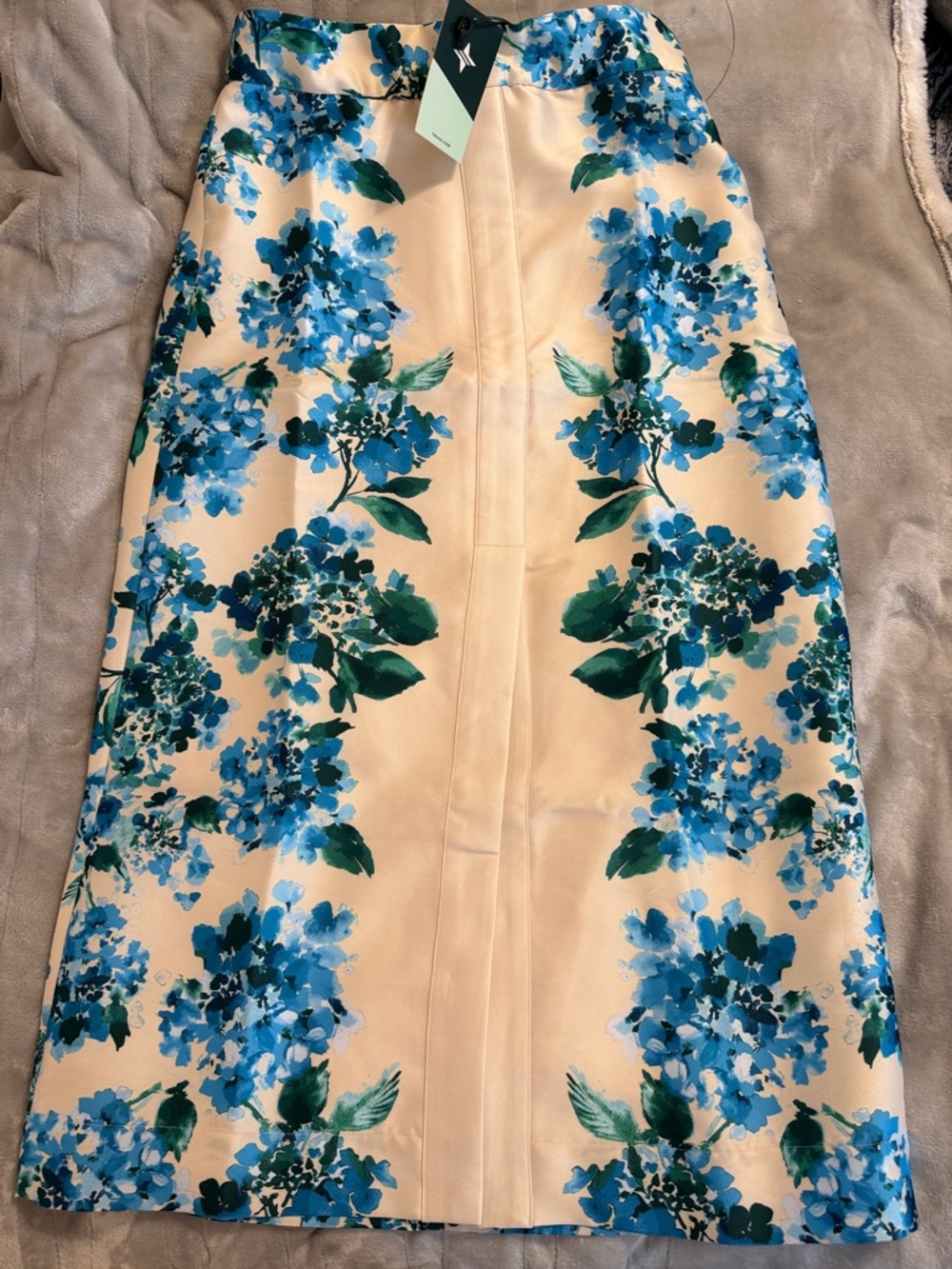 Tuckernuck Cream Maxi Skirt with Blue Floral Print